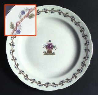 Wedgwood Orleans Dinner Plate, Fine China Dinnerware   Tan Rope,Blue Flowers,Bas
