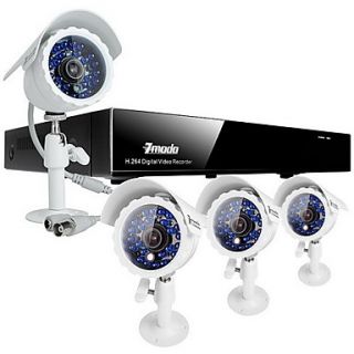 Zmodo 4 CH DVR Outdoor Day Night CCTV Home Security Surveillance 600TVL Camera System