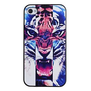 Fierce Tiger Pattern PC Hard Case with Black Frame for iPhone 4/4S