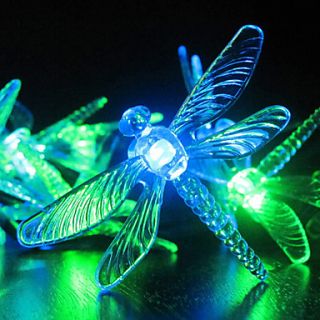 Solar Garden Lights, 30 Multi Coloured Dragonfly Led Lights (Cis 57178)