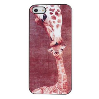 Warm Giraffe Mother Kissing Baby Pattern PC Hard Case with Black Frame for iPhone 5/5S