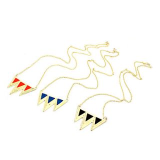 Multicolor drip triangle retro fashion long sweater chain necklace (random color)