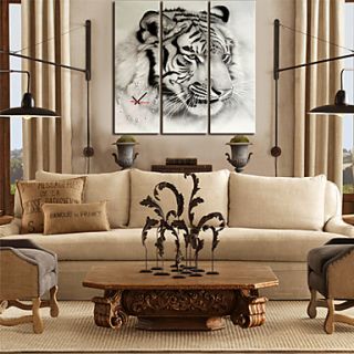28 35 Country Style Lion Wall Clock In Canvas 3pcs
