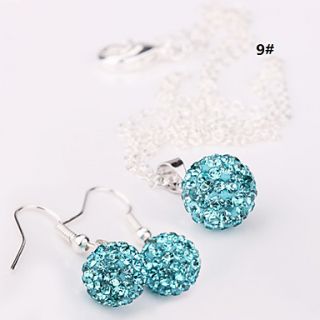 10mm Ball Crystal Earrings Necklace Jewelry Set No.3