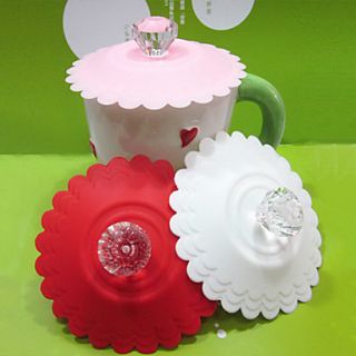 Diamond Handle Silicon Leak Proof Cup Cover(Random Color)