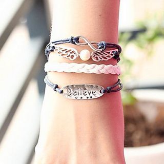 Angel Wings Believe Infinite Multilayer Handmade Leather Bracelets