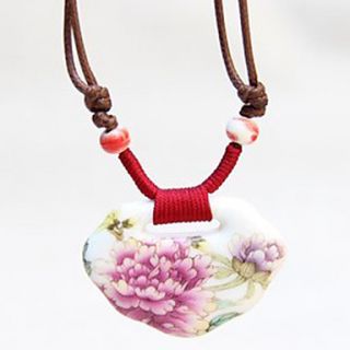 Attractive Peony Flower Ceramic Handmade Fashion Necklace