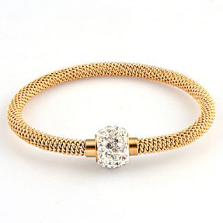Gold/Silver/Rose Gold Stainless Steel Chain Twine Rhinestone Bangle