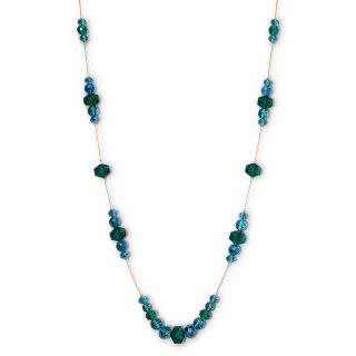 Blue & Green Glass Bead Station Necklace
