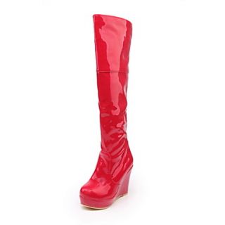 Patent Leather Wedge Heel Knee High Boots (More Colors)