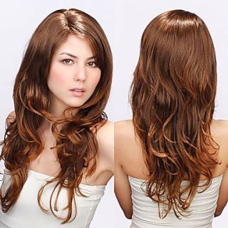 Capless High Quality Synthetic Chocolate Brown Wavy Hair Wigs