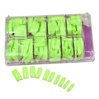 500PCS Fluorescent Green Pure Color French Full Cover Nail Tips