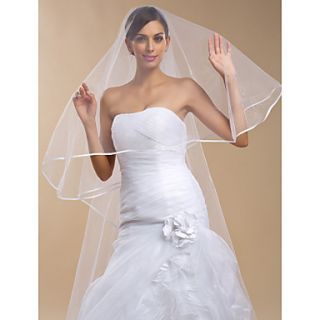 One tier Chapel Wedding Veil With Ribbon Edge(More Colors)