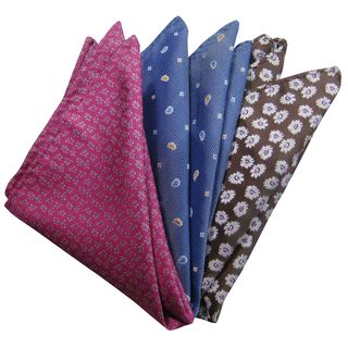 Dmitry Mens Pink/blue/brown Italian Silk Pocket Squares (pack Of 3)