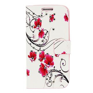 Rhinestone Spot Safflower Painting Pattern PU Leather Pouches with Soft Back Cover for Samsung Galaxy S4 Mini I9190