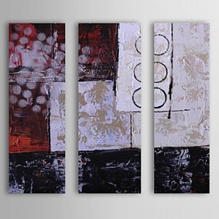 Hand Painted Oil Painting Abstract Circle and Cube with Stretched Frame Set of 3 1311 AB1107