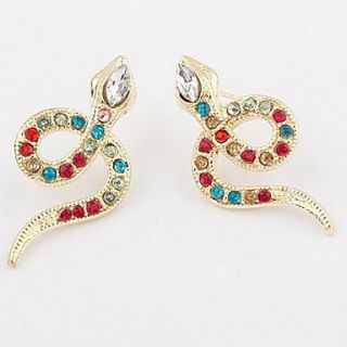 Colorful Alloy With Rhinestone Snake Earrings