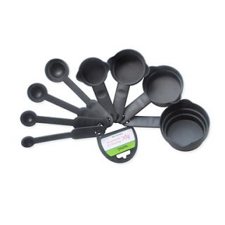 Black Measuring Spoon Cup Measure for Baking Coffee Black US Seller Set Of 8 Pieces
