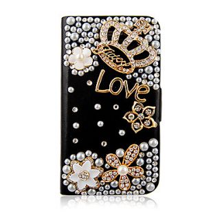 Crown Zircon PU Leather Full Body Case for iPhone 4/4S(Assorted Color)
