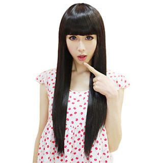 Capless Long High Quality Synthetic Natural Black Straight Hair Wig