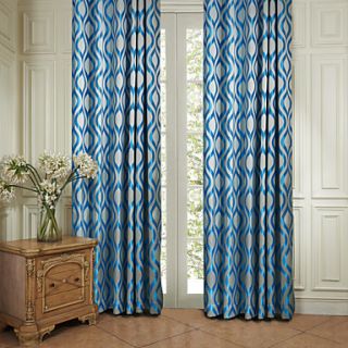 (One Pair) Rococo Blue Stripe Energy Saving Curtain