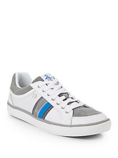 Leather Suede & Mesh Sneakers   White