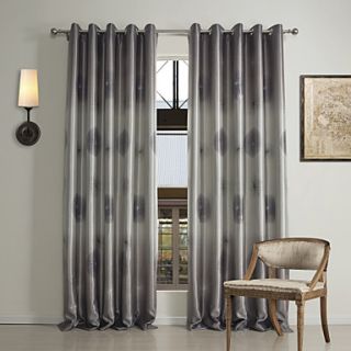 (One Pair Grommet Top) Traditional Geometric Print Blackout Curtain