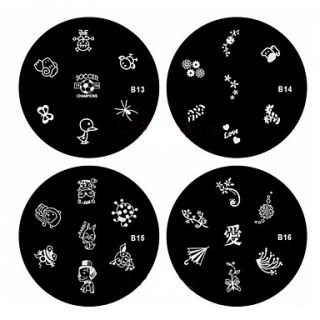 4PCS Nail Art Stamp Stamping Image Template Plate B Series(NO.13 16)