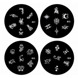 4PCS Nail Art Stamp Stamping Image Template Plate B Series(NO.21 24)