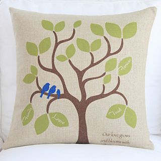 18 Green Leaves Tree Cotton/Linen Decorative Pillow Cover