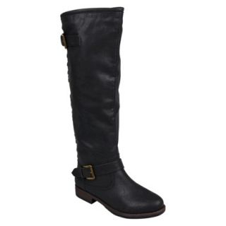Womens Bamboo By Journee Studded Buckle Detail Boot   Black 6