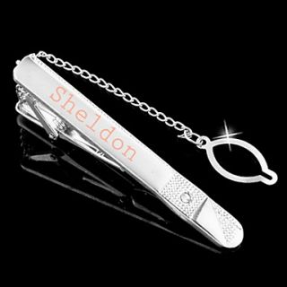 Personalized Silver Tie Clip With Tail Chain