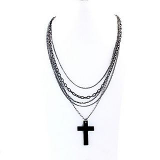 5 Alloy Chains with Cross Pendant Personality Mens Necklace