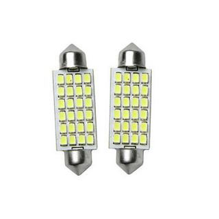 44mm LED Dome White 24 SMD Bright Bulbs 2pcs