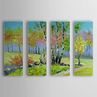 Hand Painted Oil Painting landscape Spring with Stretched Frame Set of 4 1310 LA1241