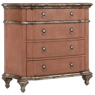 Hand Painted Distressed Orange/pink Finish Accent Chest