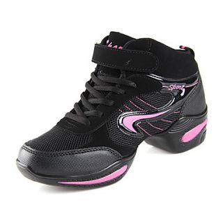 Womens Leatherette And Breathable Mesh Dance Sneakers For Ballroom