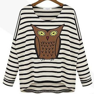 Womens Owl Print Stripes T Shirt