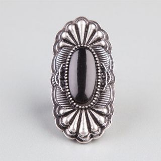 Jet Oval Knuckle Ring Silver One Size For Women 239636140