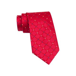 Stafford Starke Grid Silk Tie, Red, Mens