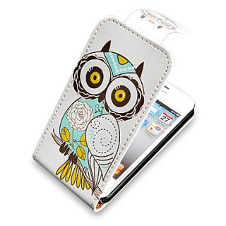 Owl Up Down Turn Over PU Leather Full Bady Case for iPhone 4/4S