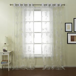 (One Pair) Graceful Melody Trees Sheer Curtain