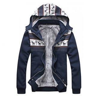 MenS Fasion Deer Stitching Movable Hat Warm Cardigan Outwear