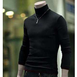 MenS Two Piece Like Contrast Color High Collar Knit Wear