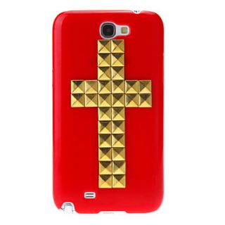 Gold Rivet Crucifix Pattern Hard Back Cover Case for Samsung Galaxy Note2 N7100
