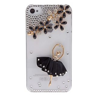 Elegant Girl Dancing Ballet Covered Transparent Hard Case with Nail Adhesive for iPhone 4/4S (Assorted Colors)