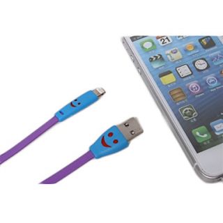 1M Smiling Flowing Current Charger Apple 8 Pin Cable with LED for iPhone 5/5s/5c iPad Mini iPad 4