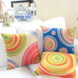 Set of 3 Galaxy Circle Cotton/Linen Decorative Pillow Cover