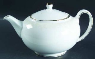 Wedgwood Mont Blanc Teapot & Lid, Fine China Dinnerware   Bone,White Flowers&Dot