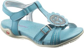 Infant/Toddler Girls Hush Puppies Peace   Aqua Leather T Straps